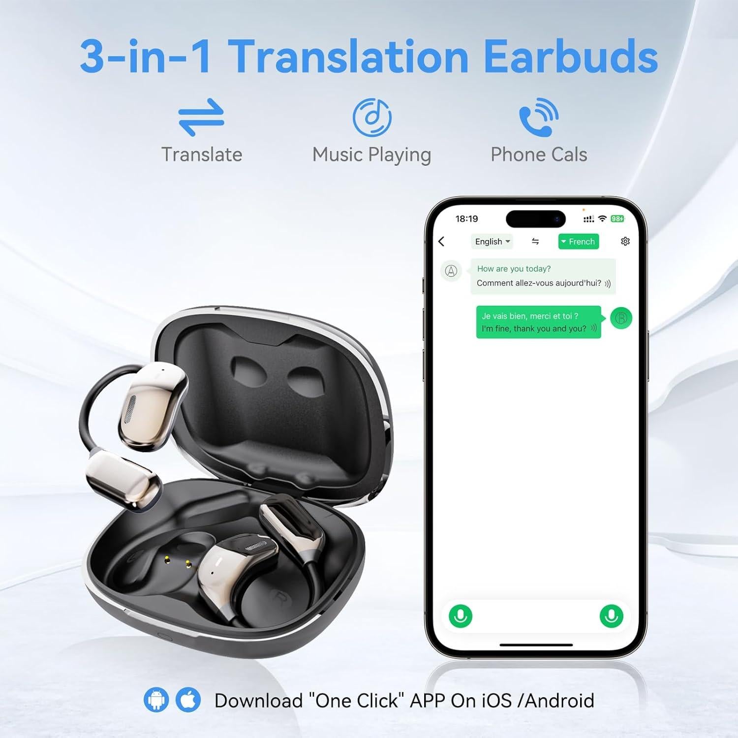 Auriculares Traductores CHUNMU con Pantalla Táctil, 150 Idiomas
