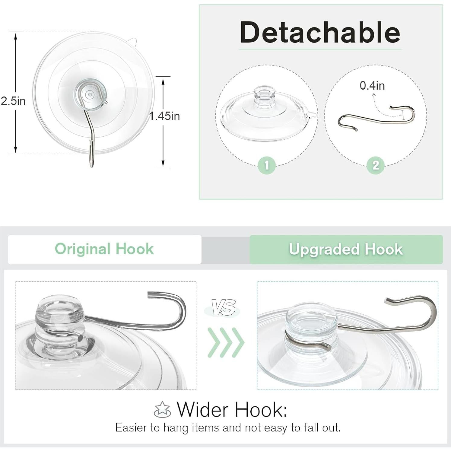 Ganchos de Ventosa VIS'V Grandes 10 Pcs 3.2 kg Transparentes