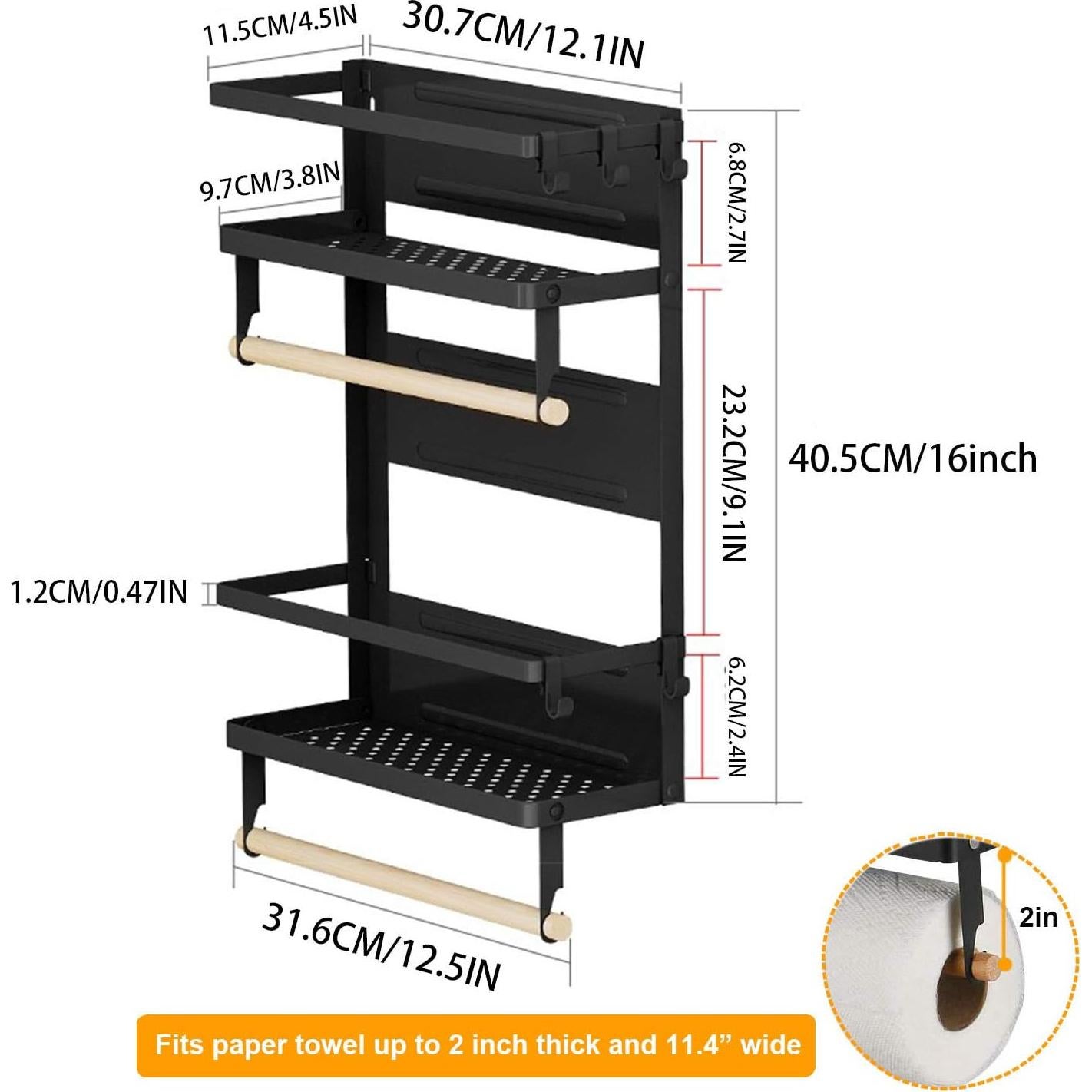 Estante Magnético para Especias EASTTOWEST 4 Niveles Negro