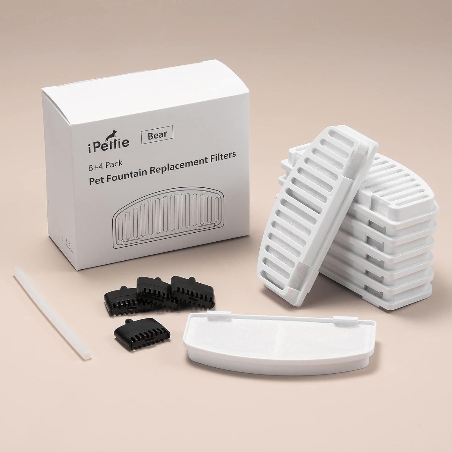 Kit de Filtros para Fuente de Agua Inalámbrica iPettie Bear - 8 Filtros de Carbón y 4 de Bomba