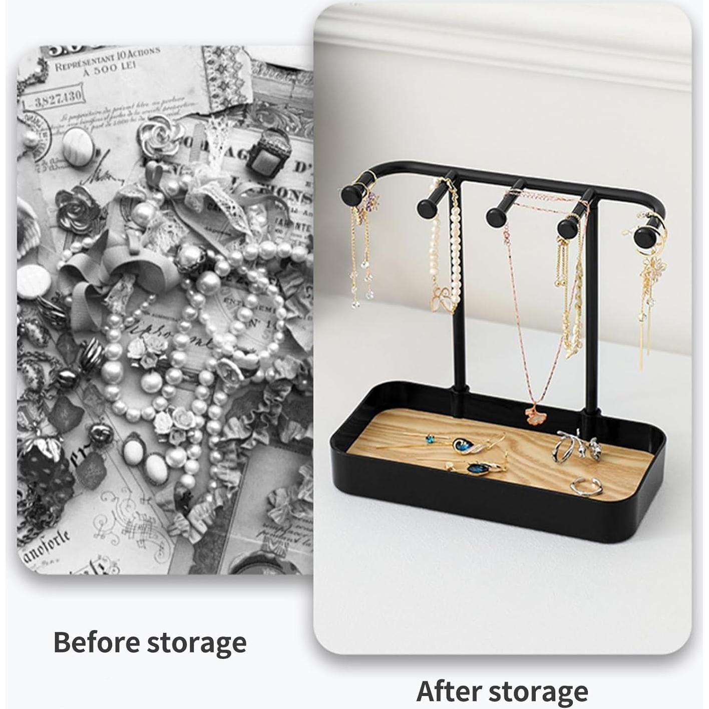 Soporte Organizador de Joyería BXDOW con Bandeja y Ganchos