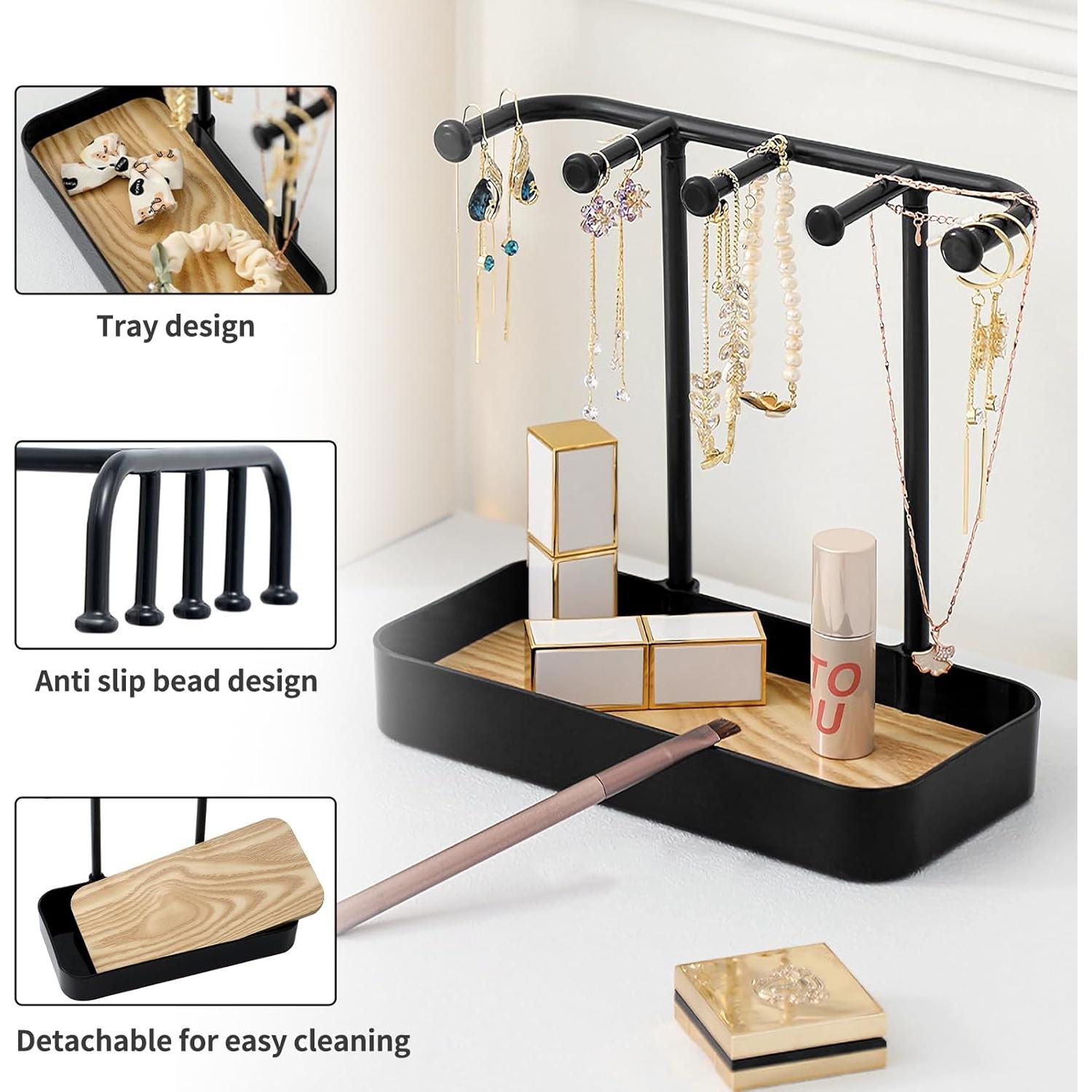 Soporte Organizador de Joyería BXDOW con Bandeja y Ganchos