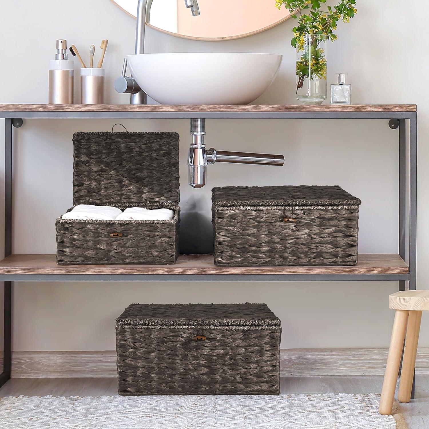 Juego de 3 Cestas de Almacenamiento Ollieroo de Jacinto de Agua