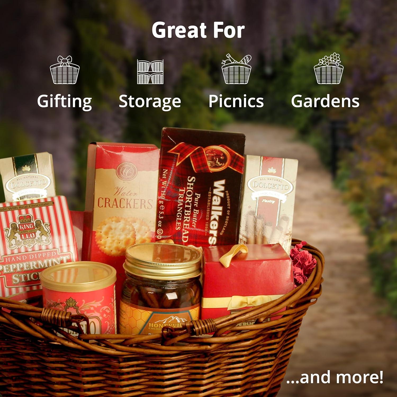 Cesta de Mimbre Tejida a Mano Wald Imports 35.6x14cm Marrón