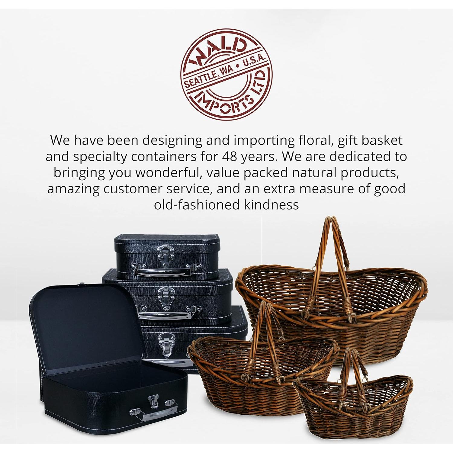 Cesta de Mimbre Tejida a Mano Wald Imports 35.6x14cm Marrón