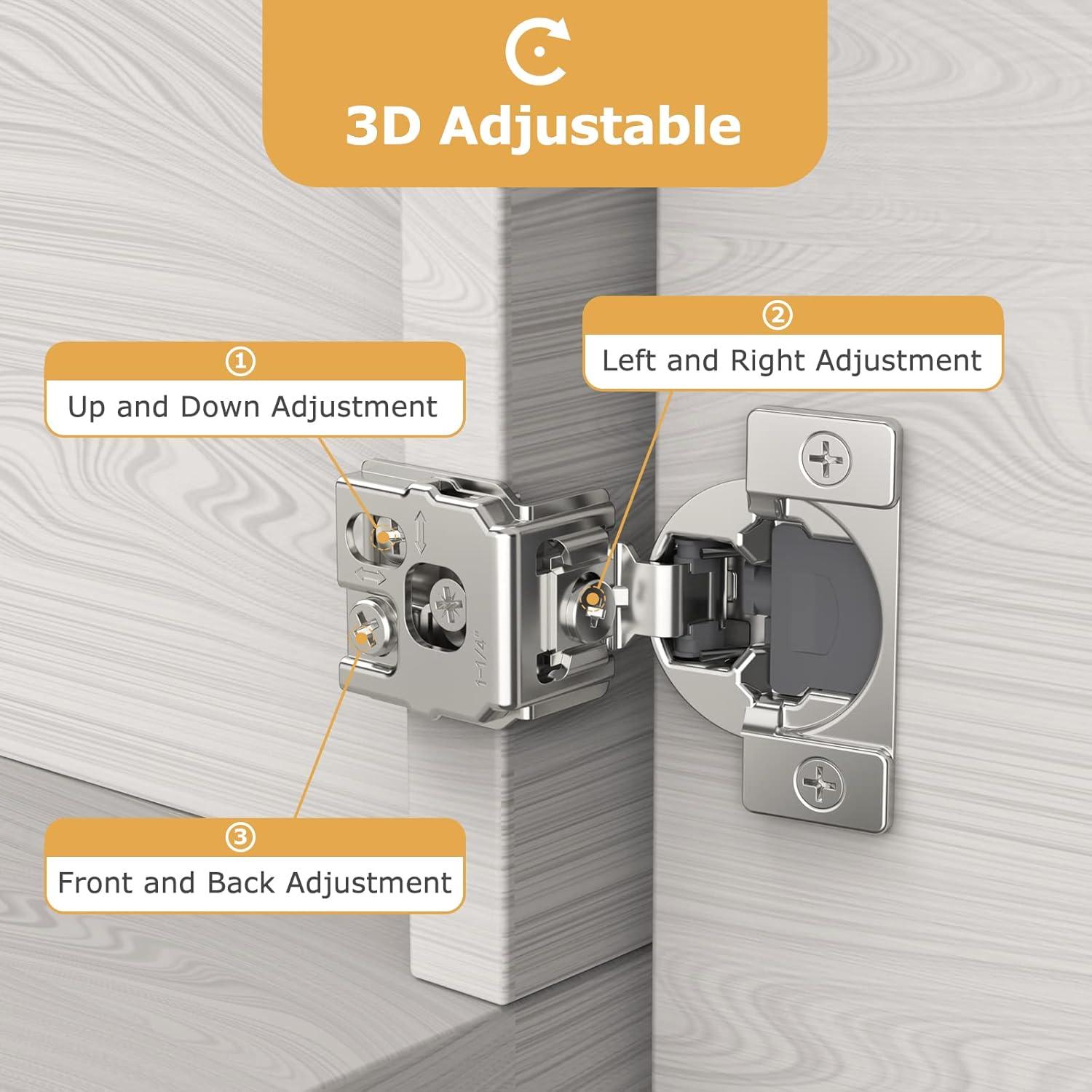 Bisagras de Cierre Suave Furniware 10 Piezas 1" Acero Niquelado