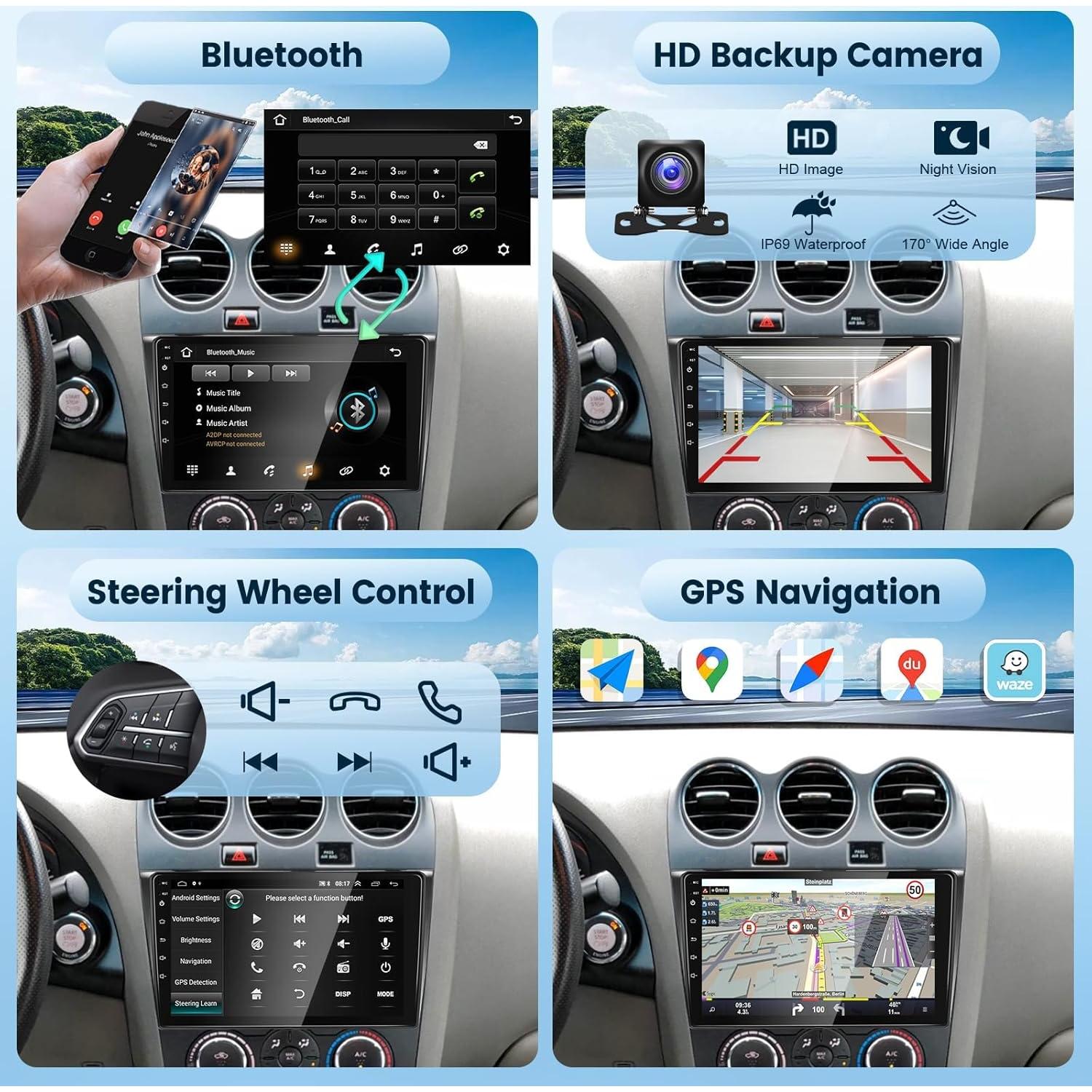 Estéreo de Coche Podofo Android 13 para Nissan Altima 2008-2012 9" HD
