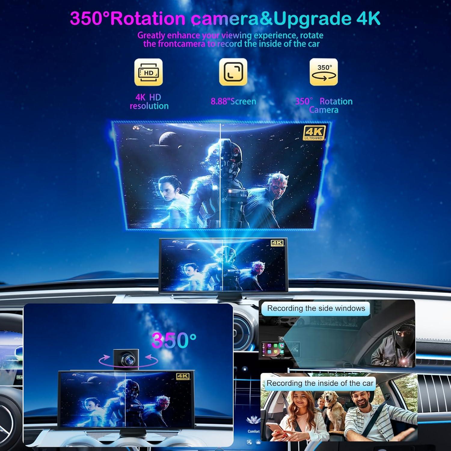 Pantalla Carplay Inalámbrica NUOTIAN 23.6 cm con Cámara HD