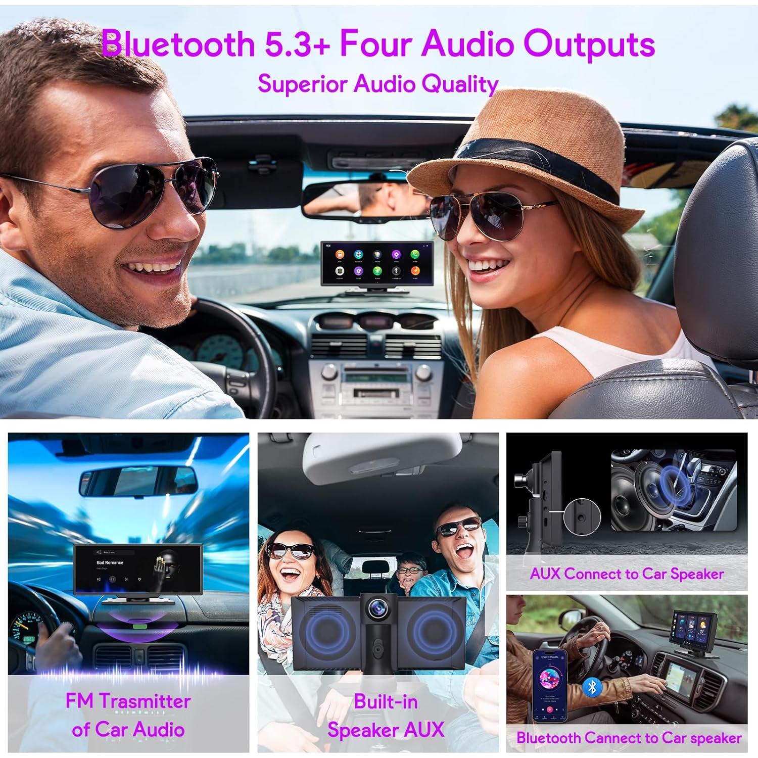 Pantalla Carplay Inalámbrica NUOTIAN 23.6 cm con Cámara HD