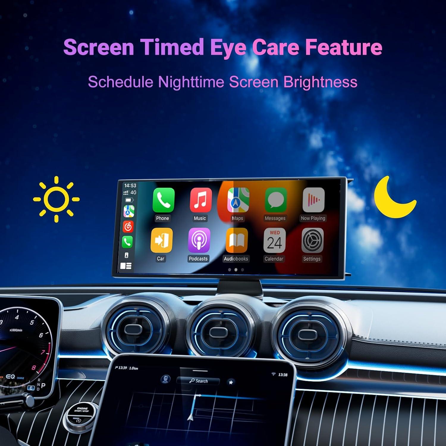 Pantalla Carplay Inalámbrica NUOTIAN 23.6 cm con Cámara HD