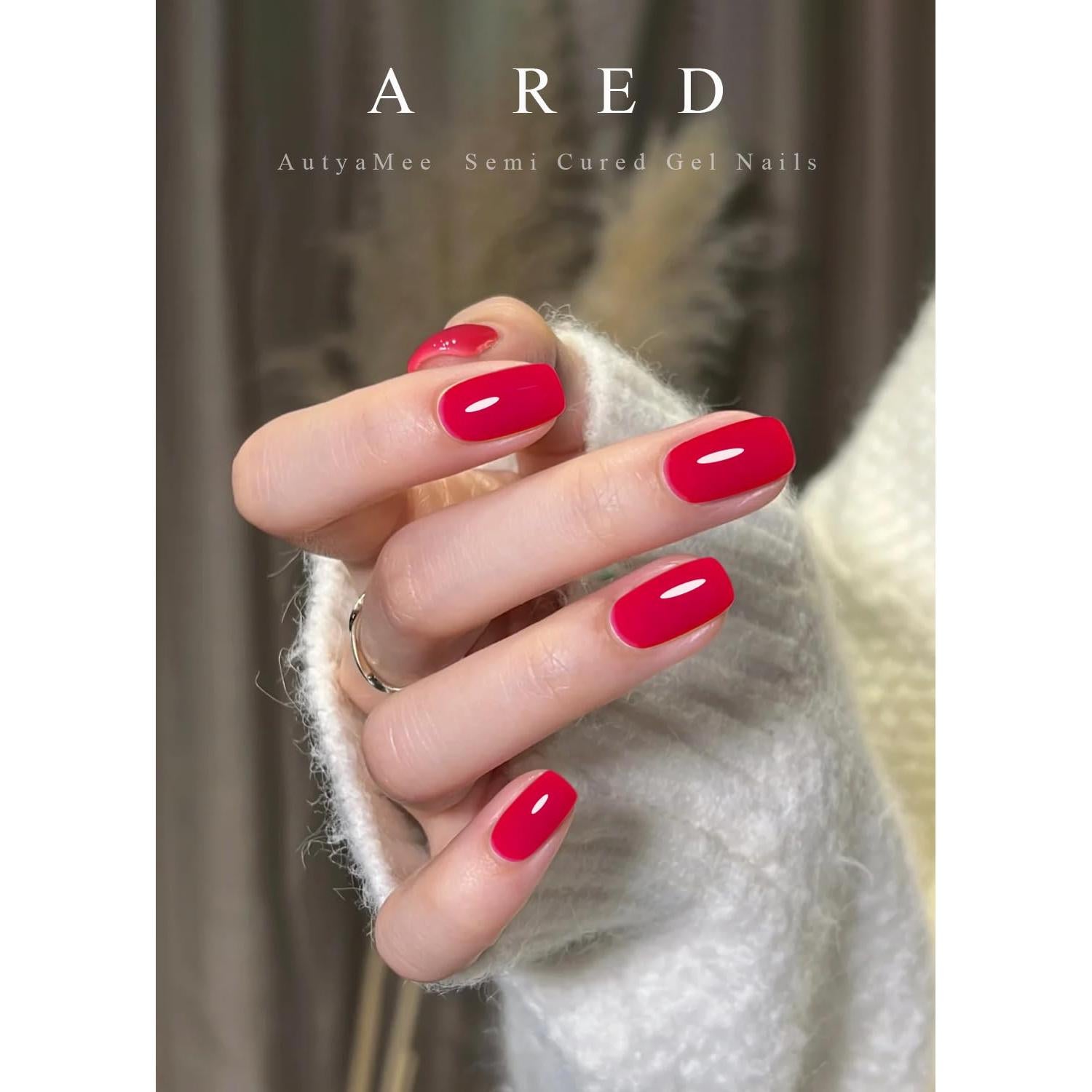 Tiras de Uñas de Gel Semi Curadas AutyaMee 20 Piezas Rojo A