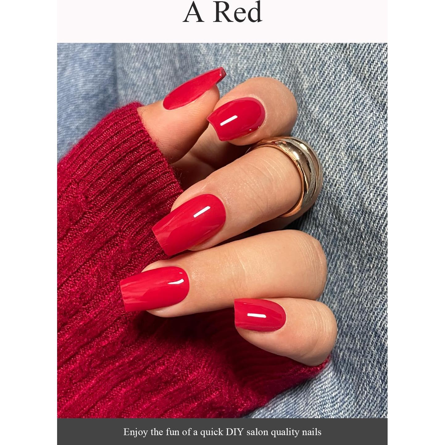 Tiras de Uñas de Gel Semi Curadas AutyaMee 20 Piezas Rojo A