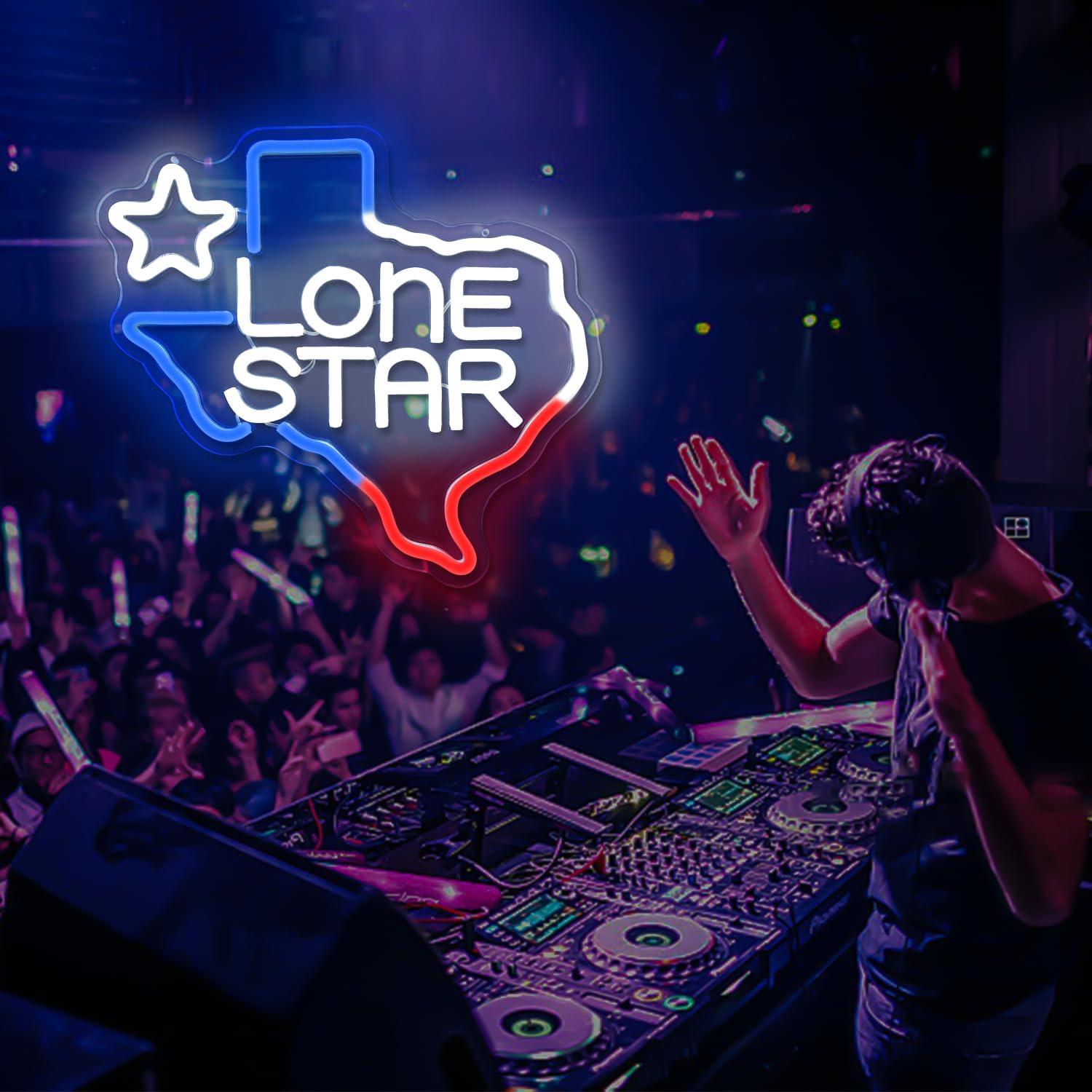 Letrero Neón Lone Star Geeinar 29.5x32cm Dimmable Decoración