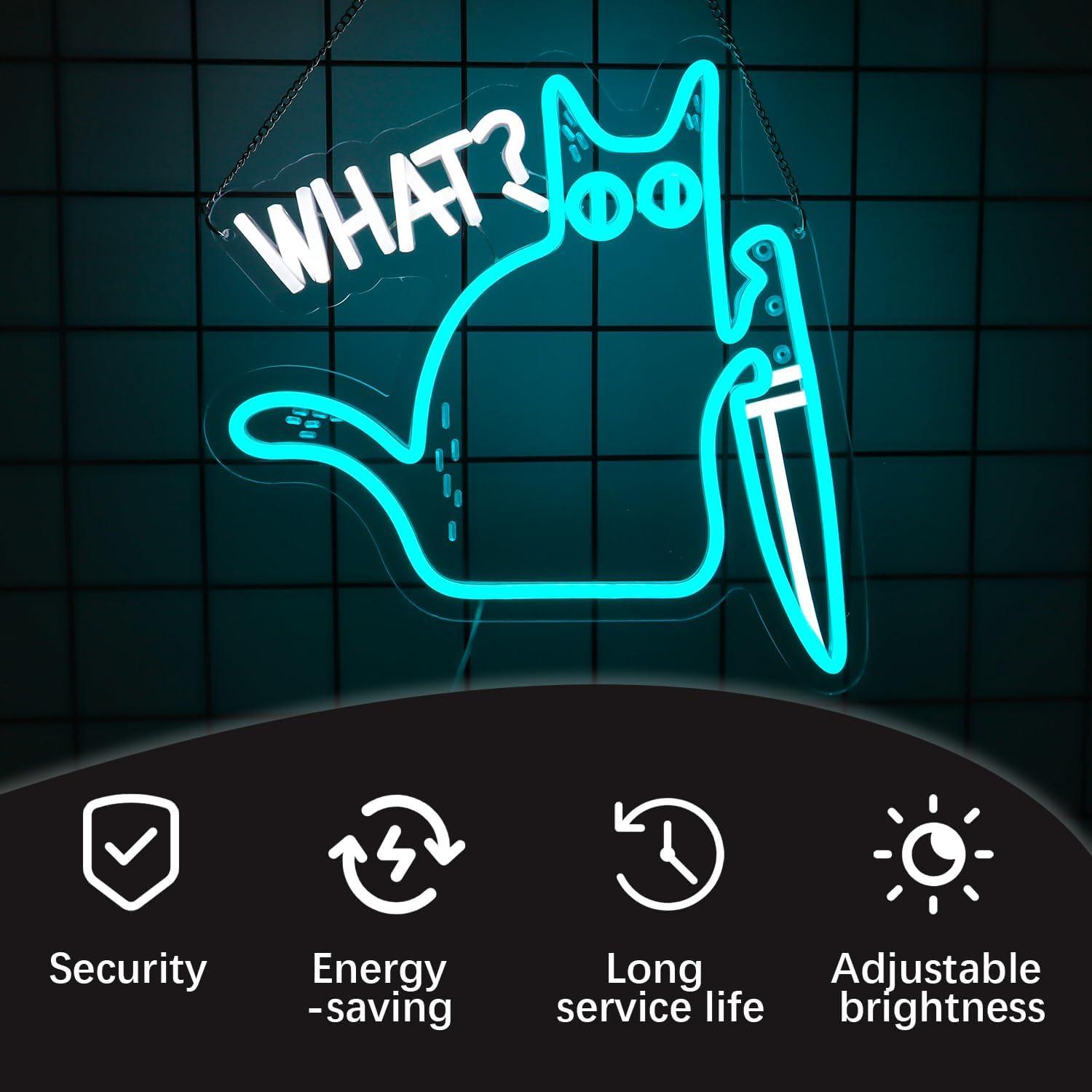 Señal de Neón Gato Negro GleamNeon 34x33.8cm Decoración