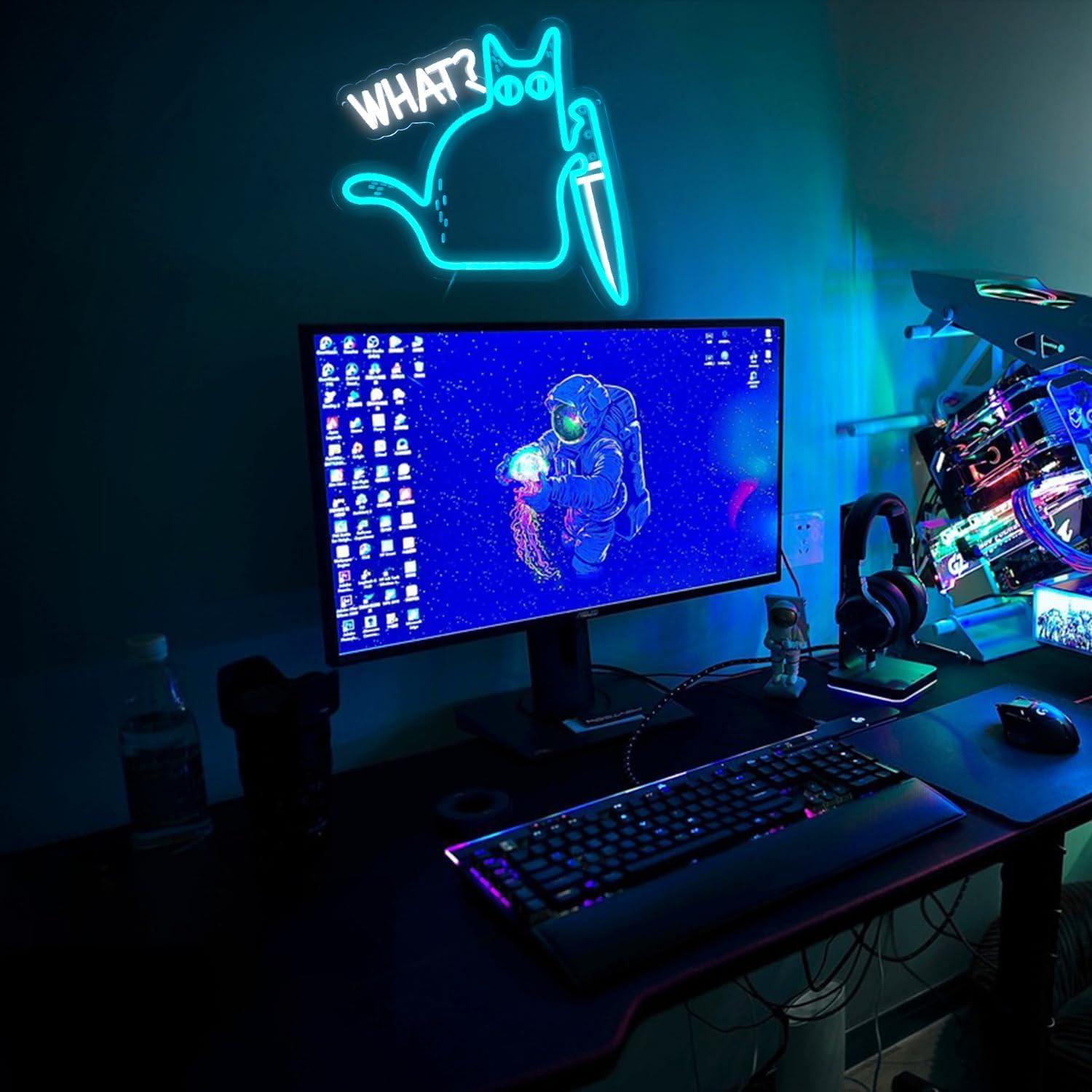 Señal de Neón Gato Negro GleamNeon 34x33.8cm Decoración