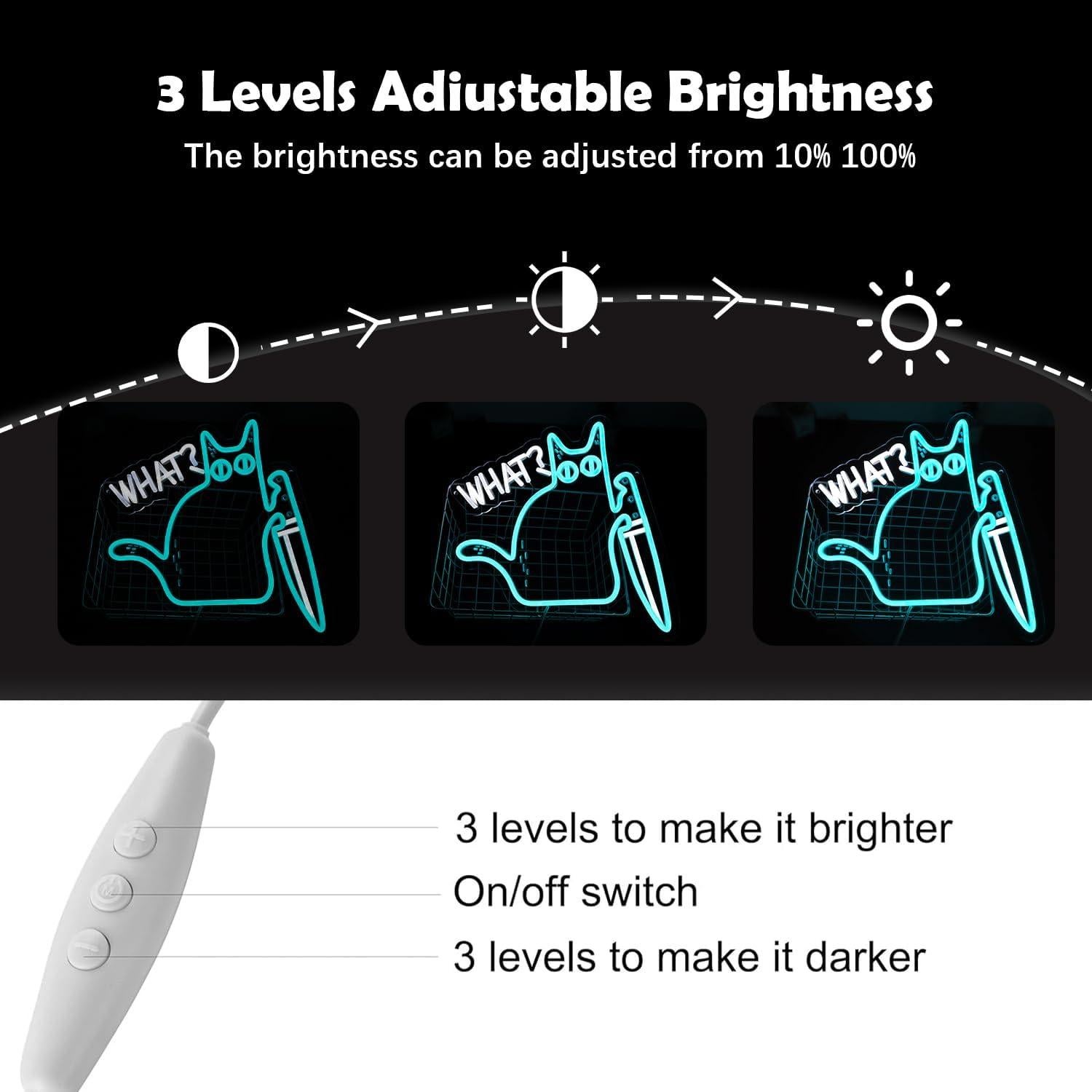 Señal de Neón Gato Negro GleamNeon 34x33.8cm Decoración