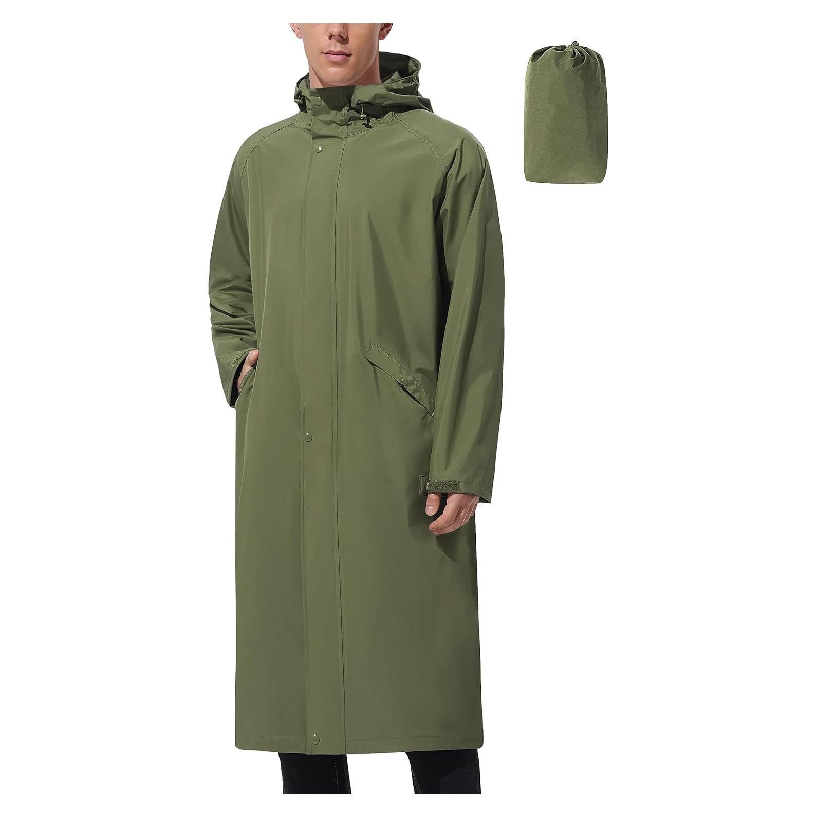 Chaqueta de Lluvia Impermeable para Hombre UIQUR Verde Militar