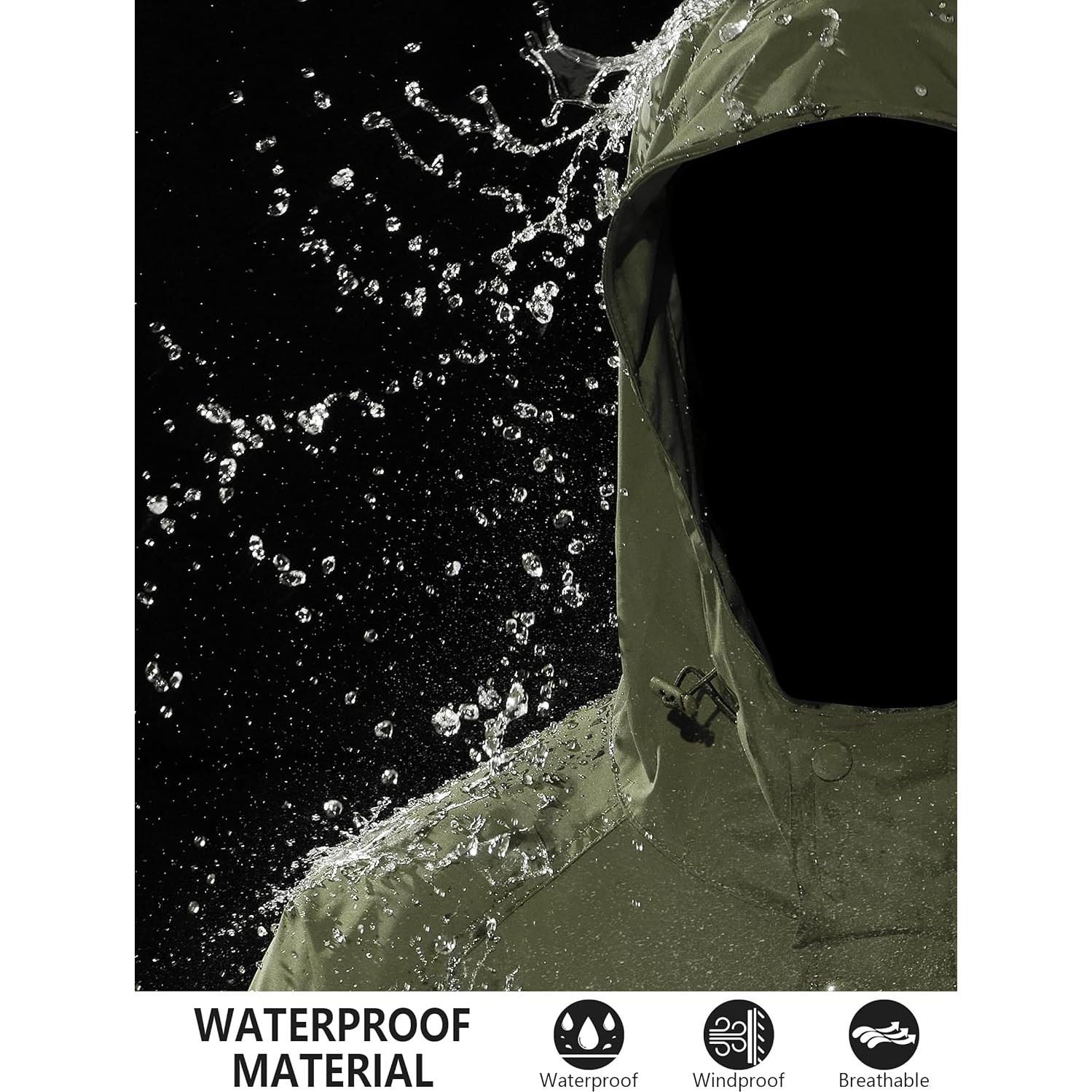 Chaqueta de Lluvia Impermeable para Hombre UIQUR Verde Militar