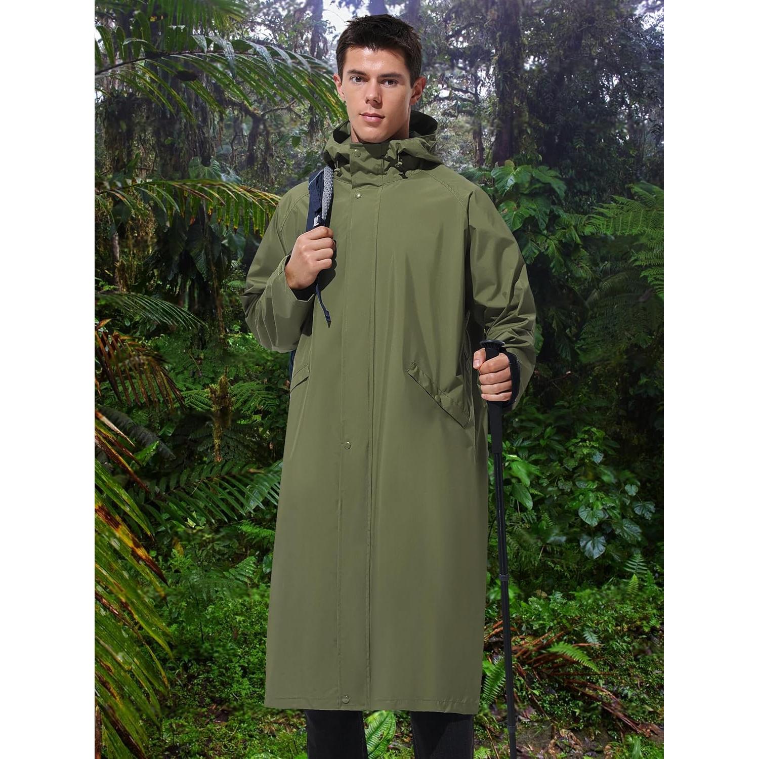 Chaqueta de Lluvia Impermeable para Hombre UIQUR Verde Militar