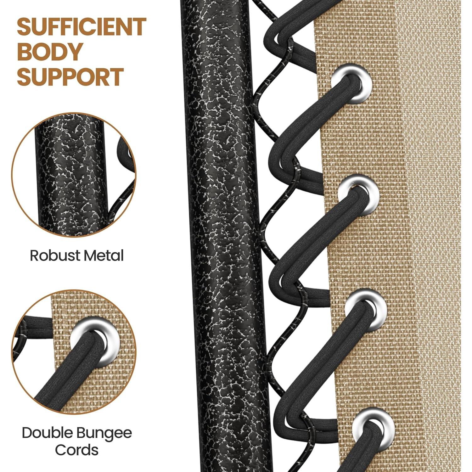 Yaheetech Zero Gravity Recliners Outdoor Adjustable Folding Reclining Lounge Chairs w/Pillows, Cup Holder Trays and Carry Strap for Patio Backyard Beach Beige Set of 2