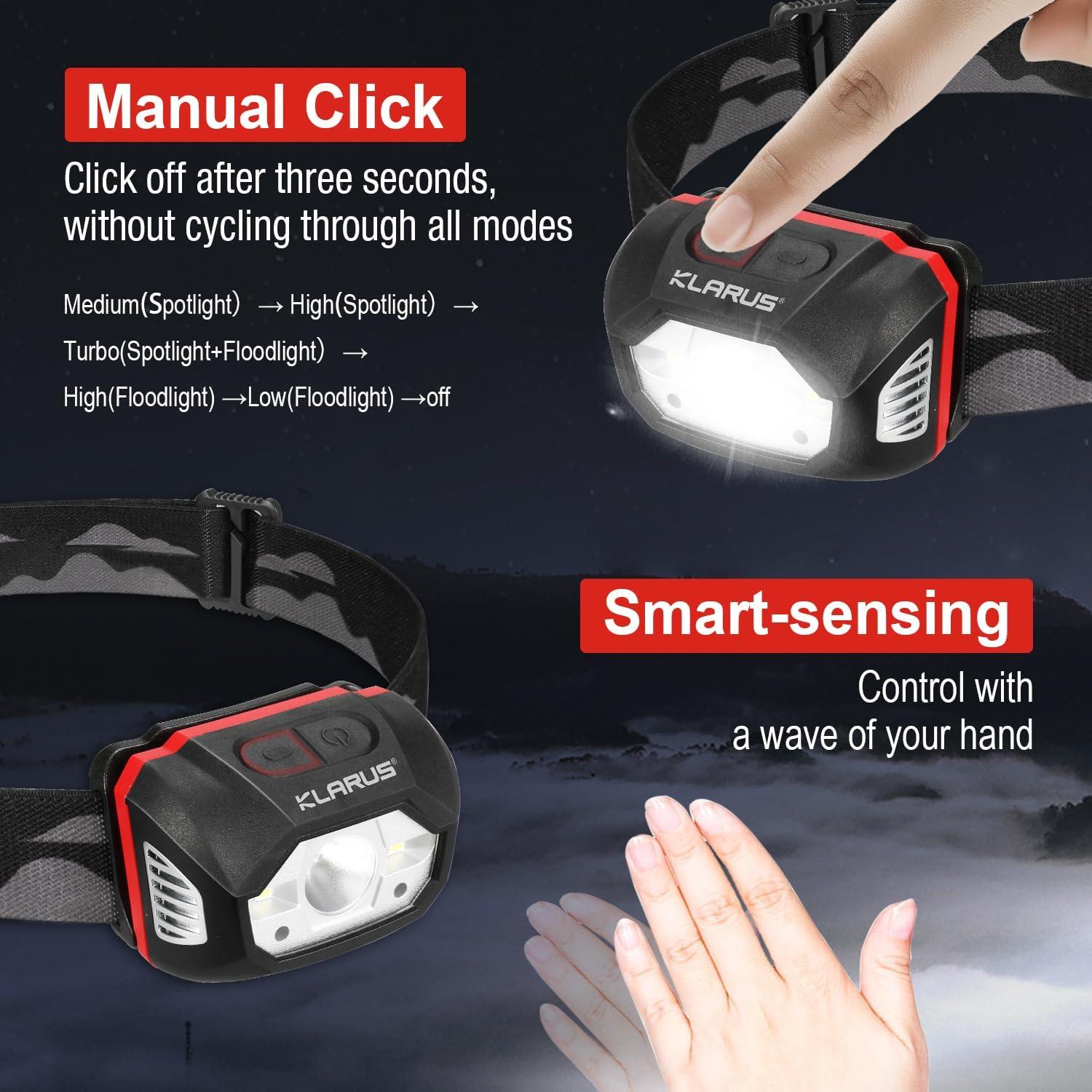 Linterna Frontal Klarus HM1 2PCS Recargable IPX6 440 Lúmenes