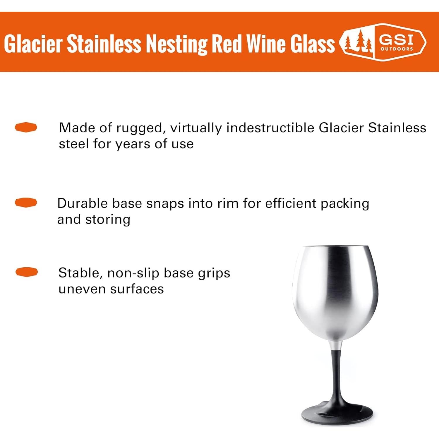 Vaso de Vino Anidado GSI Outdoors 450 ml Acero Inoxidable