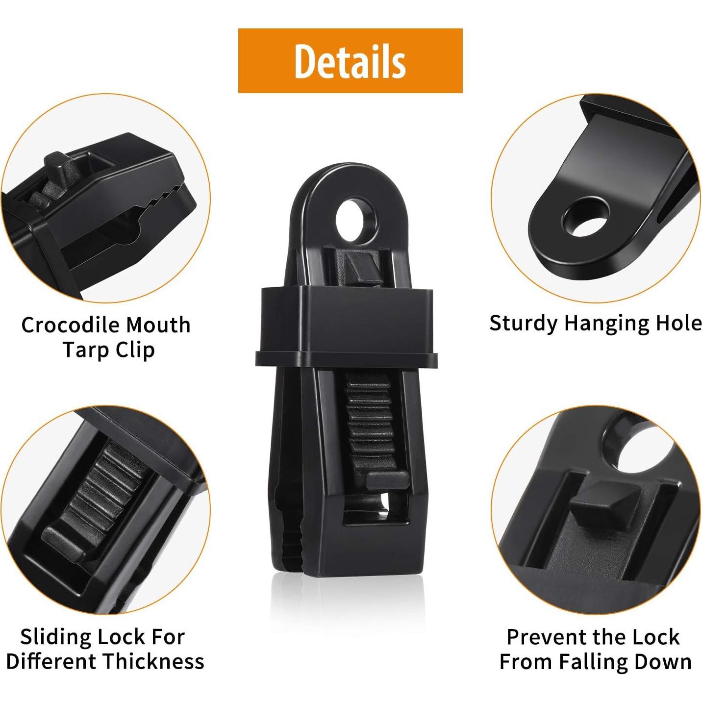 Clips de Lona Boca de Cocodrilo Outus 20 Pcs Negro