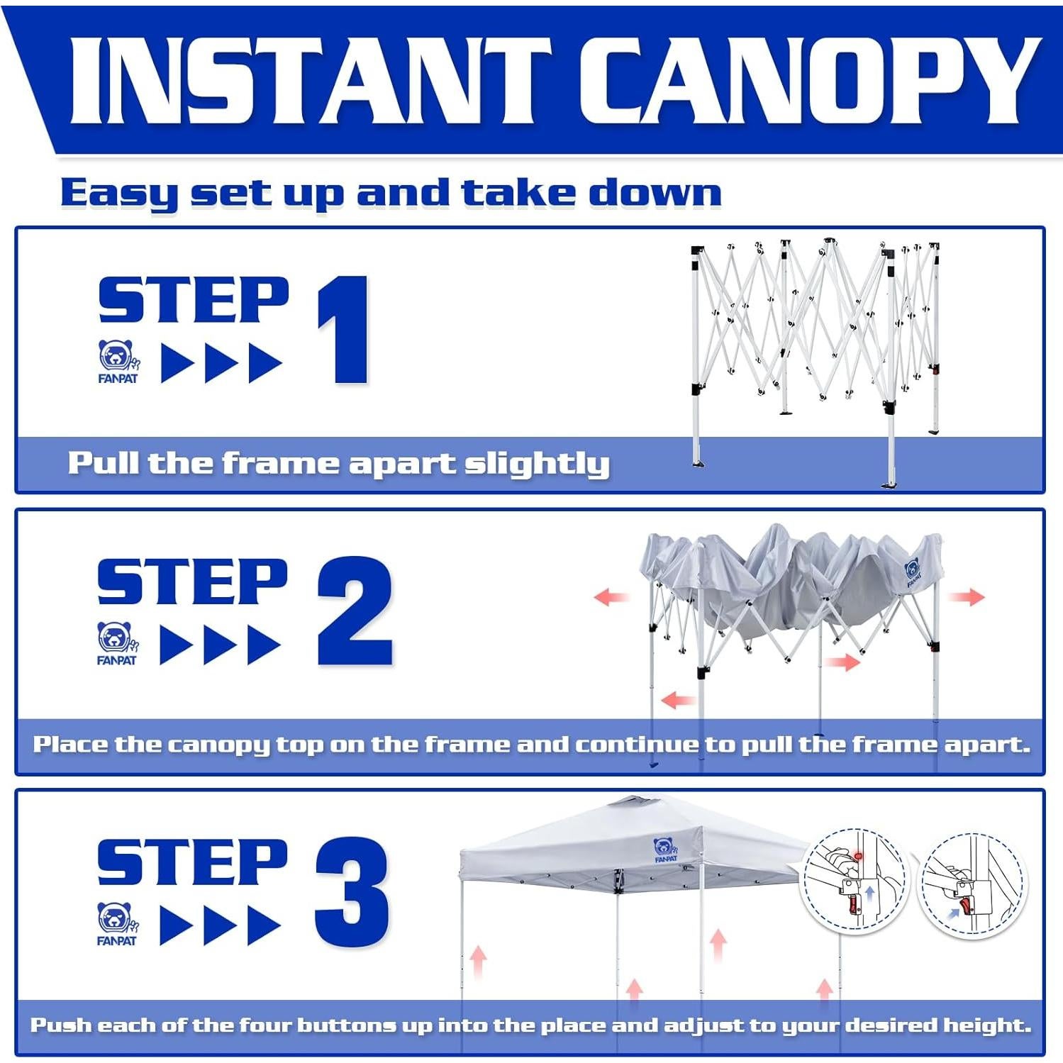 Tienda de Dosel Portátil FANPAT 8x8 Blanco Impermeable