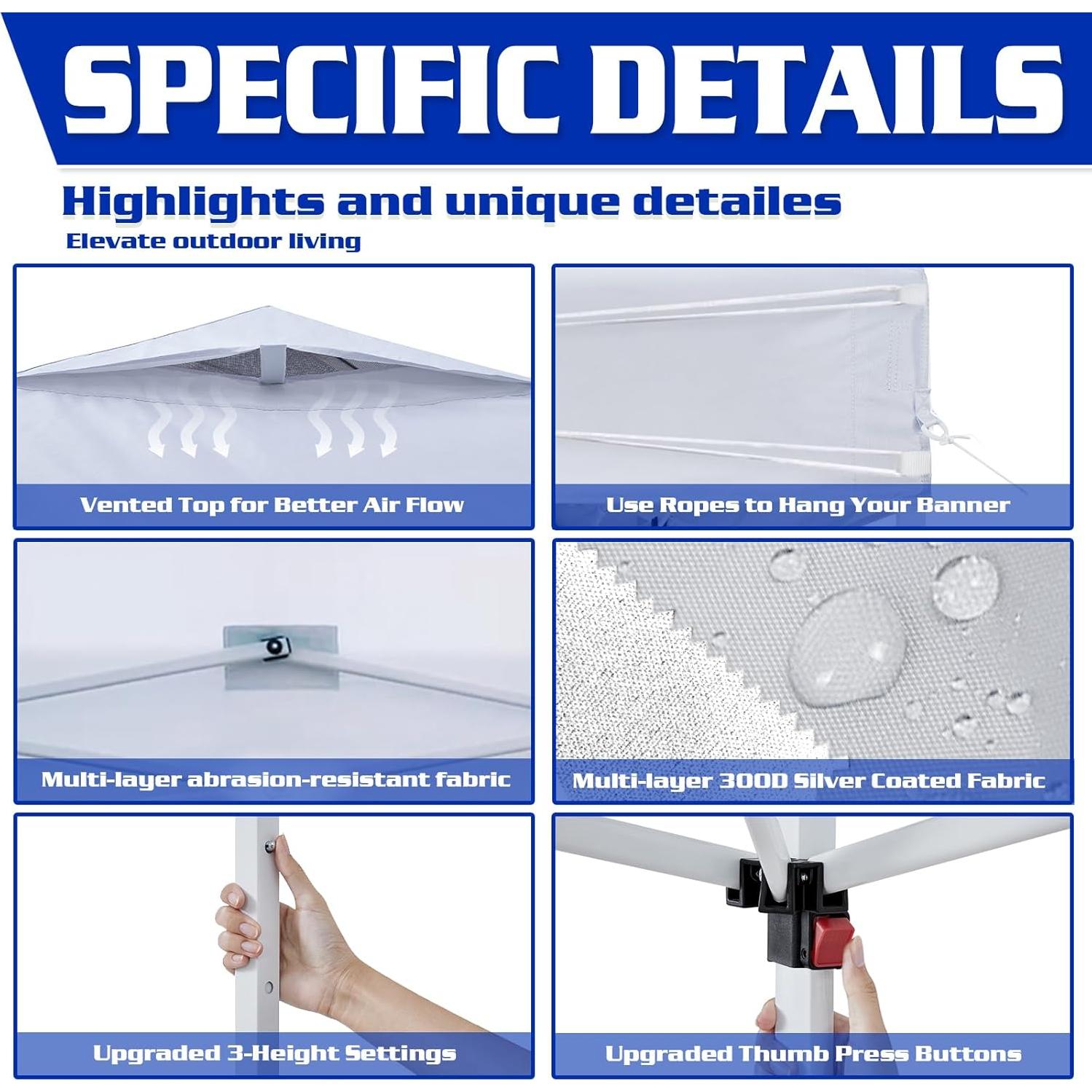 Tienda de Dosel Portátil FANPAT 8x8 Blanco Impermeable