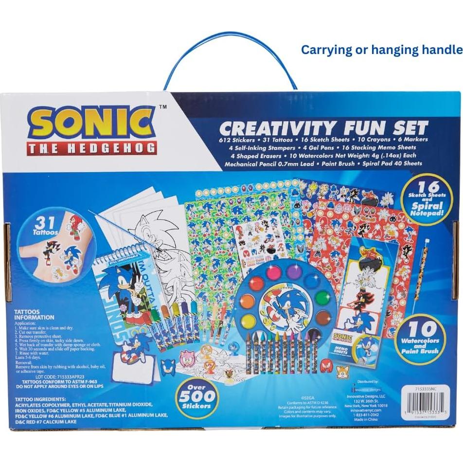 Conjunto de Arte Sonic The Hedgehog - 612 Piezas Creativas