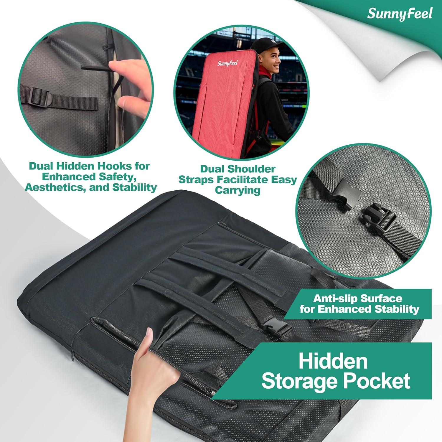 Asiento de Estadio SUNNYFEEL con Cojín y Respaldo Negro 54 cm