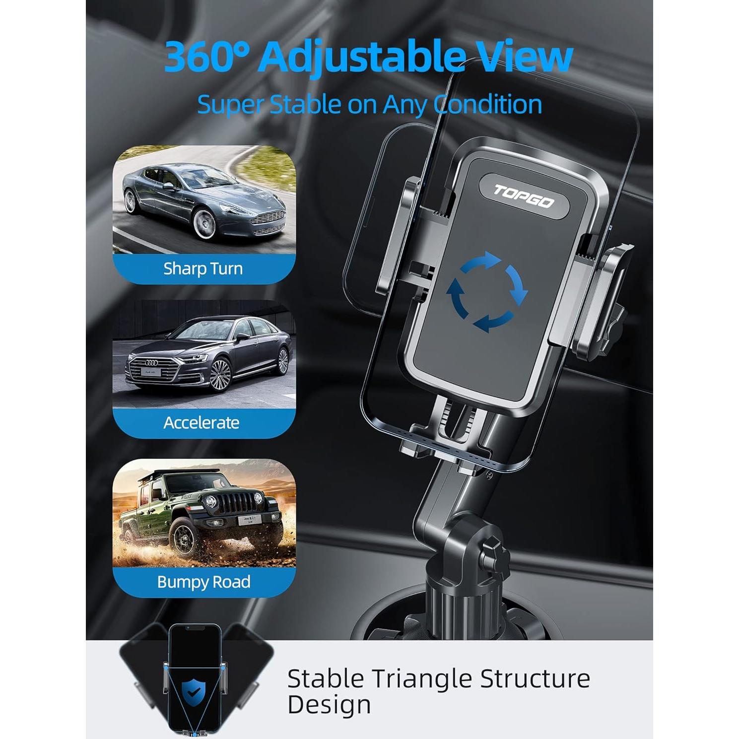 Soporte para Teléfono en Auto TOPGO Pro Ajustable Negro