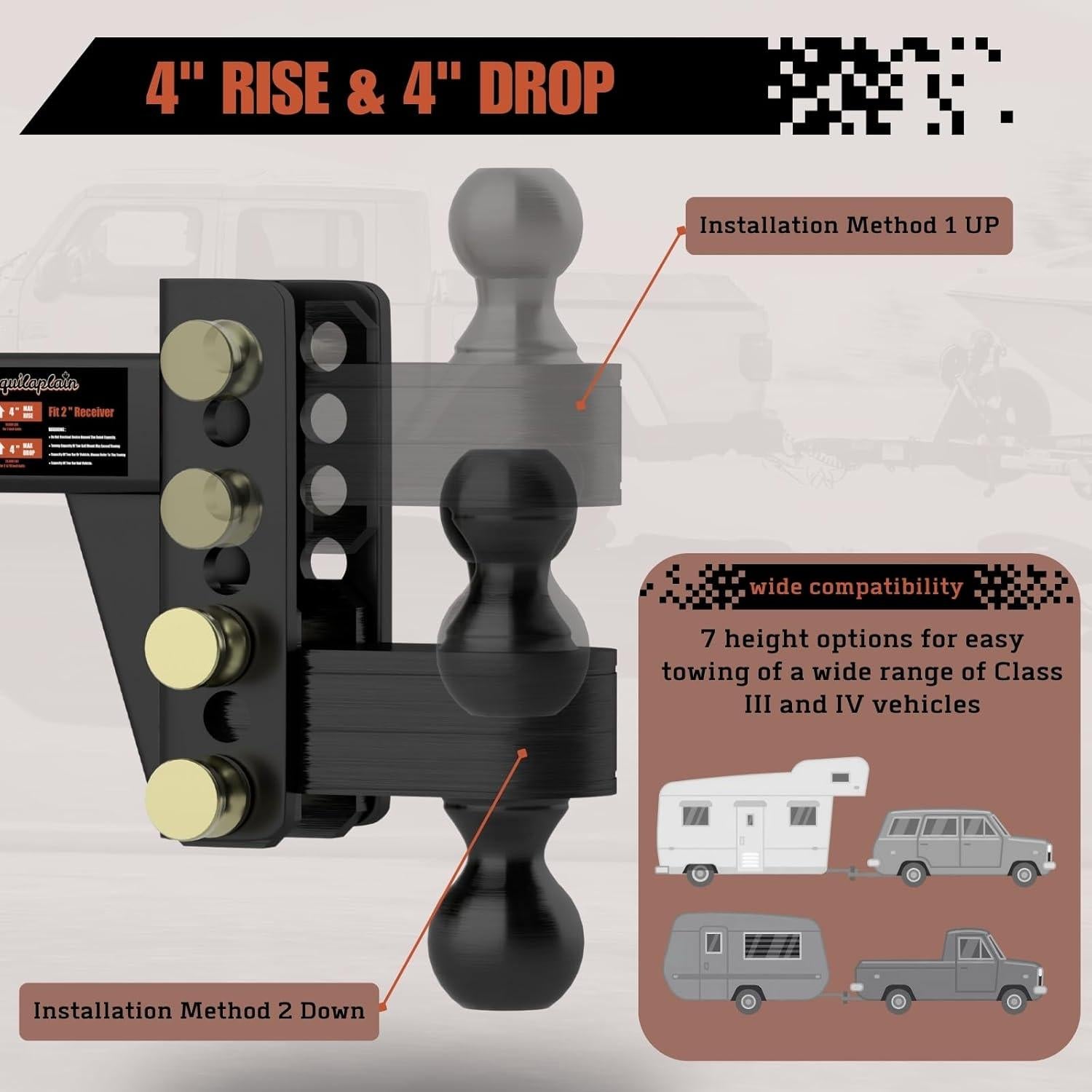 Enganche de Remolque Ajustable Aquilaplain 25000 lbs 4"