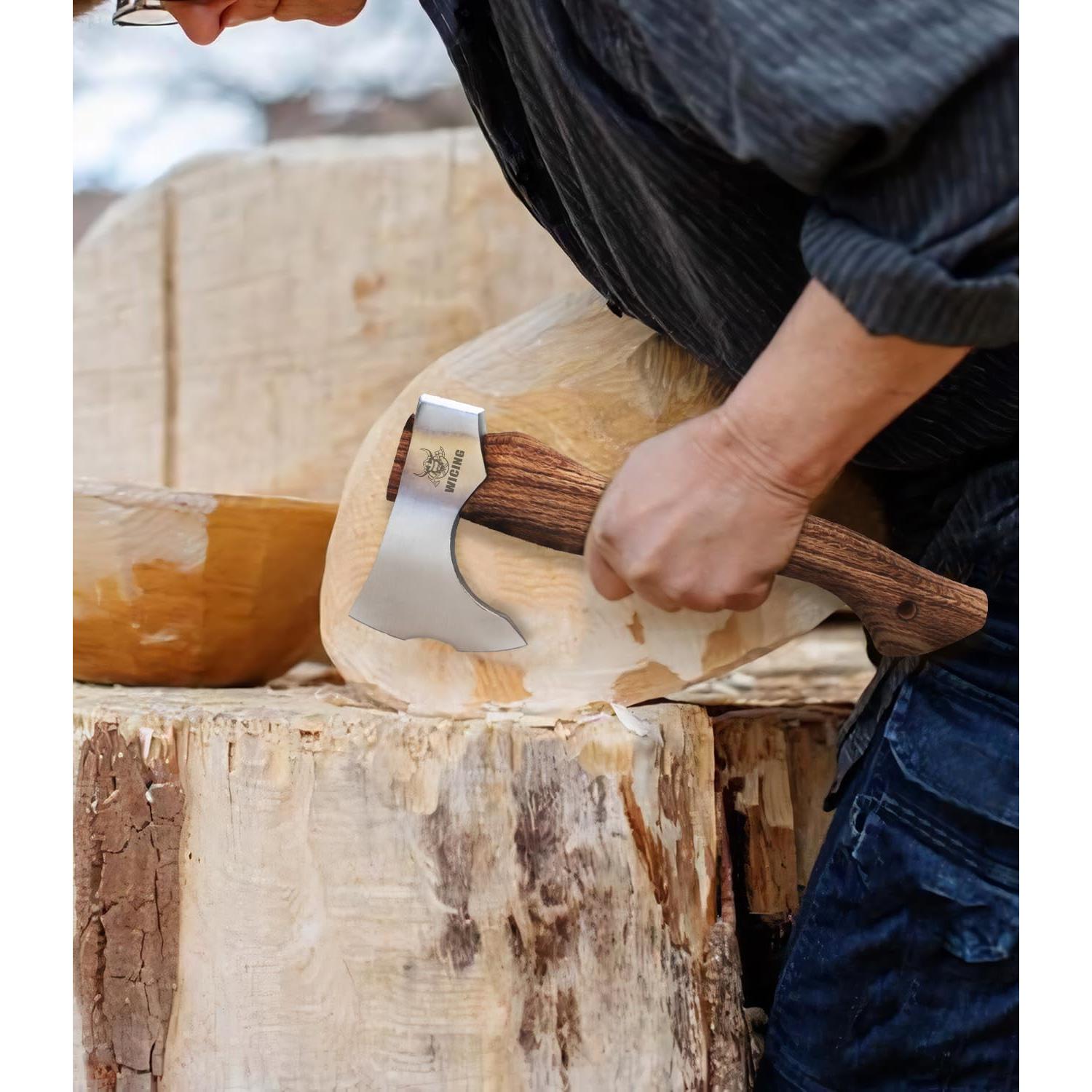 Hacha WICING de Bushcraft 31 cm Acero Manganeso y Mango Madera