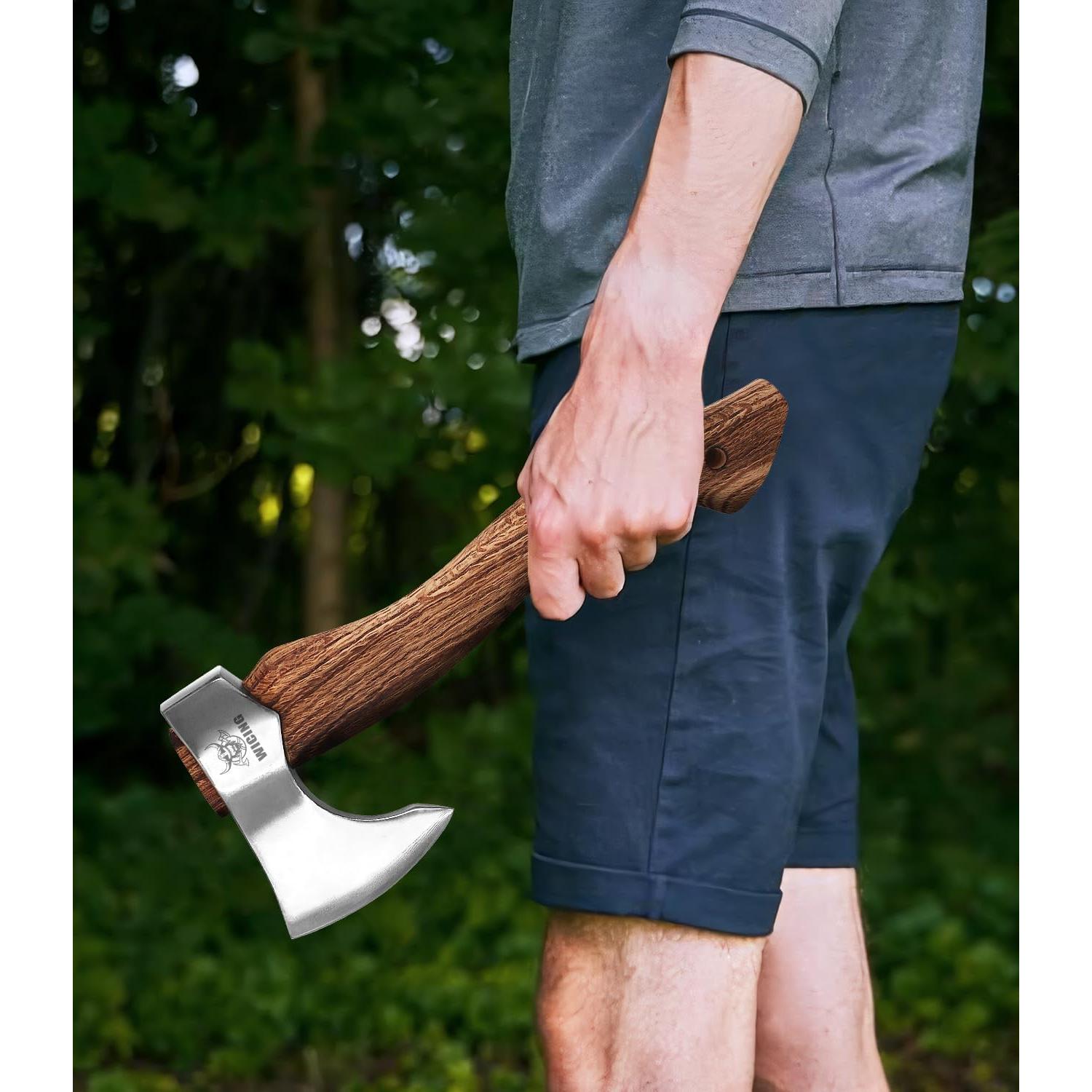 Hacha WICING de Bushcraft 31 cm Acero Manganeso y Mango Madera