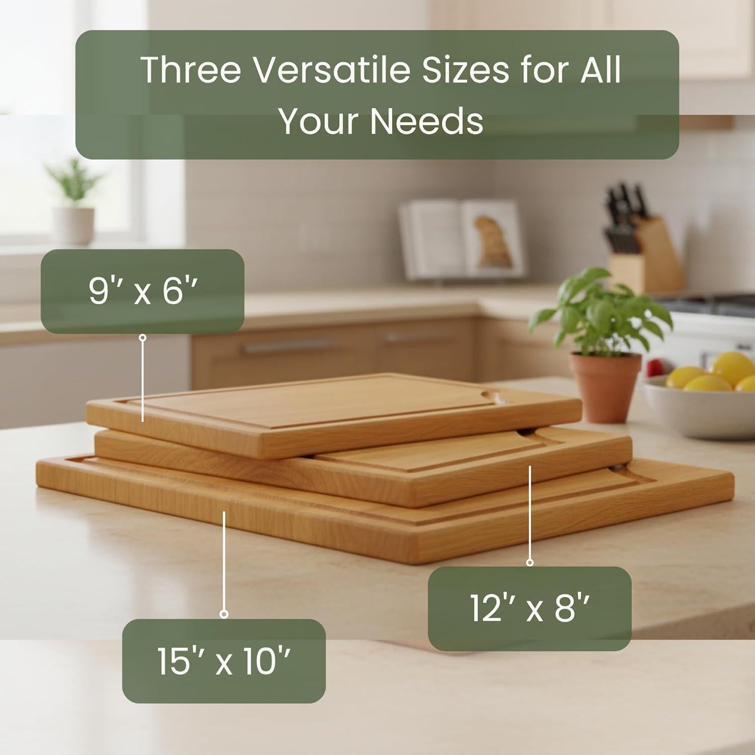 Juego de 3 Tablas de Cortar de Madera Acacia Store Indya