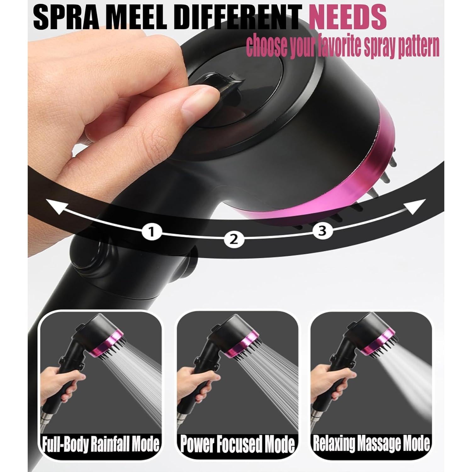 Cabezal de Ducha de Alta Presión xianshengle Negro 150 cm