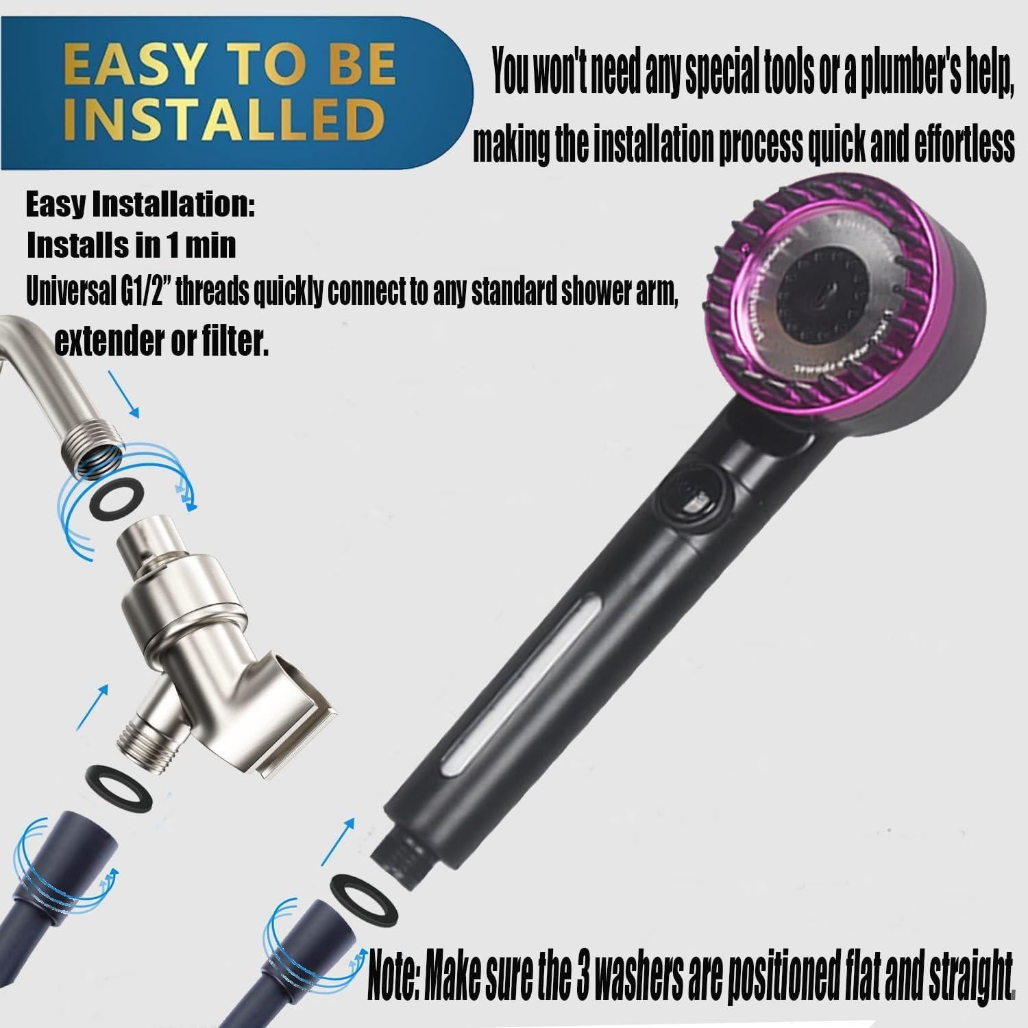 Cabezal de Ducha de Alta Presión xianshengle Negro 150 cm