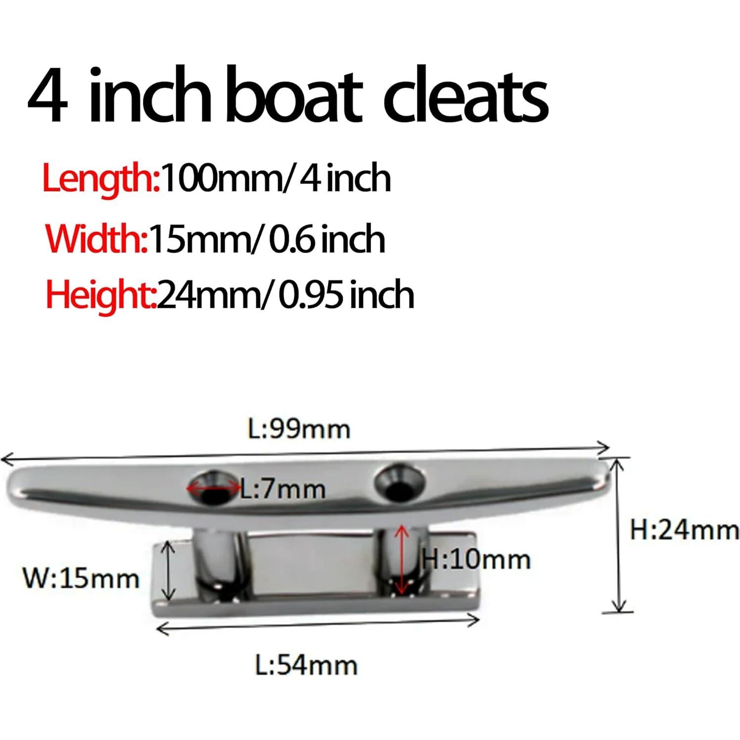 Cleats de Barco MX 10 cm Acero Inoxidable 2 Piezas