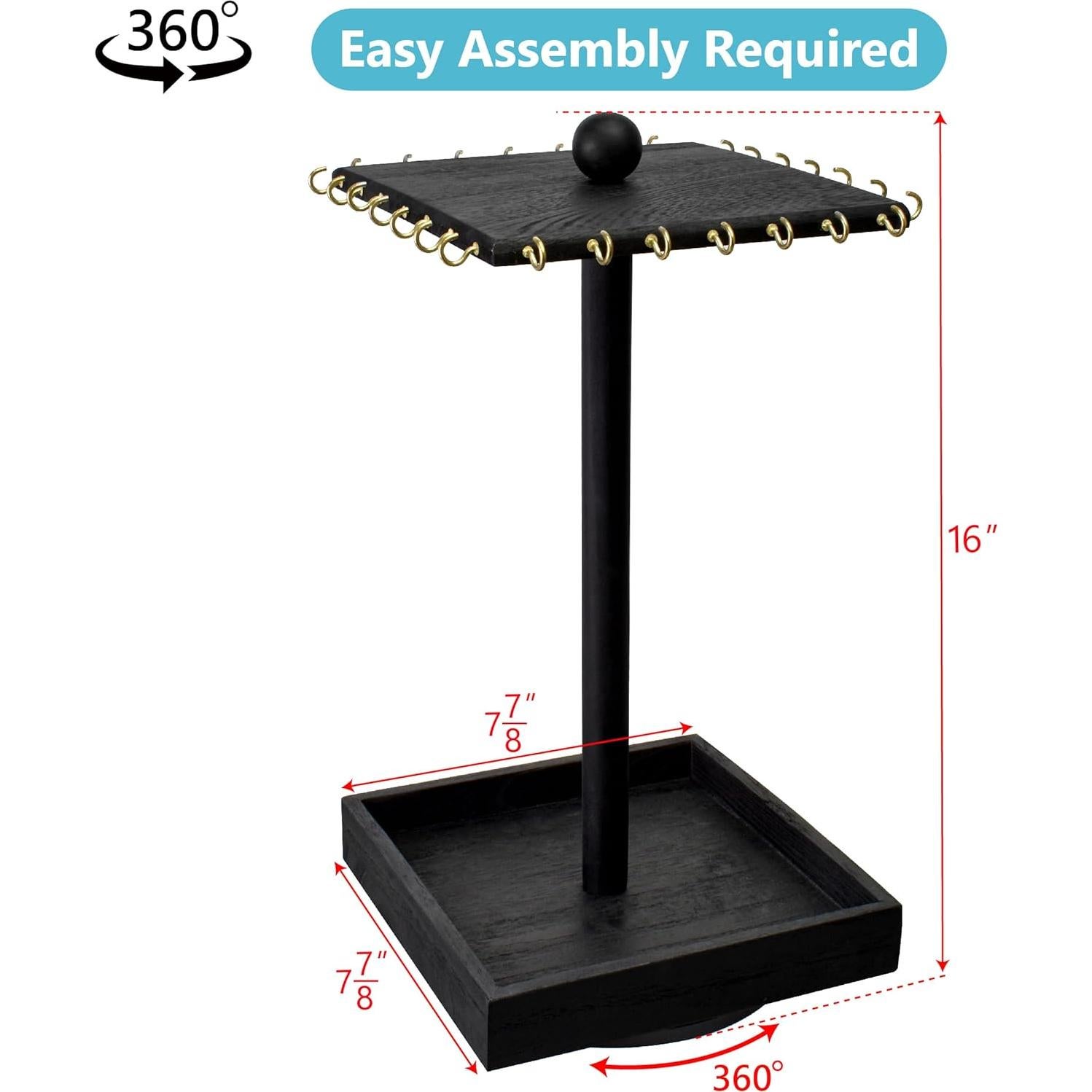 Organizador de Joyería Ikee Design Torre Rotatoria Madera 20x20x40.6cm