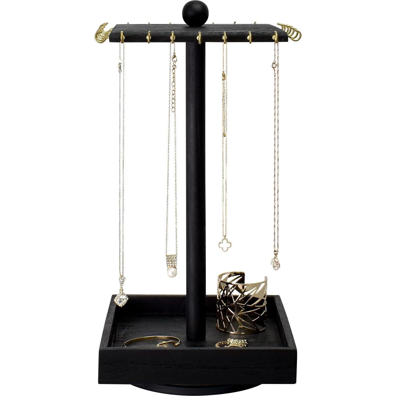 Organizador de Joyería Ikee Design Torre Rotatoria Madera 20x20x40.6cm