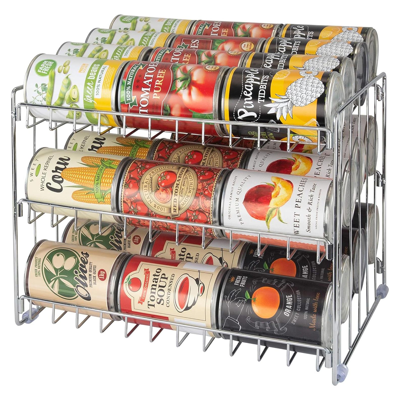 Estante Organizador de Latas Detalles de Cocina 3 Niveles Cromo