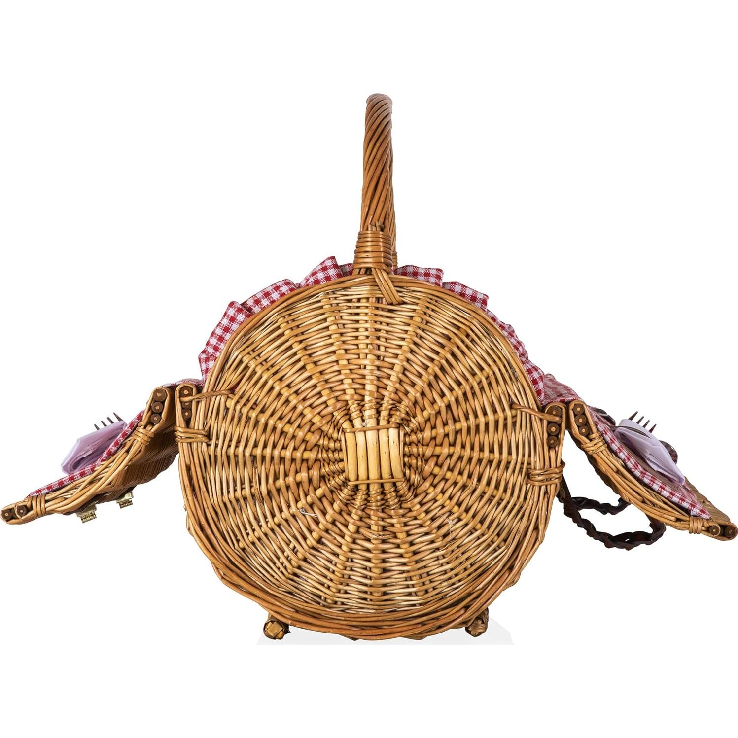 Cesta de Picnic de Mimbre Barrel Picnic Time para 2 - Rojo y Blanco