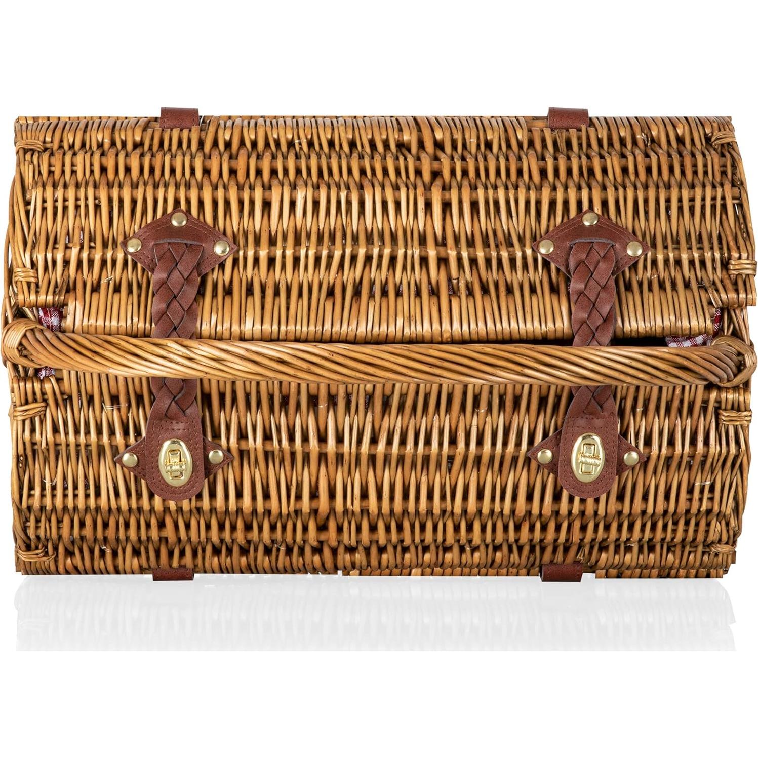 Cesta de Picnic de Mimbre Barrel Picnic Time para 2 - Rojo y Blanco