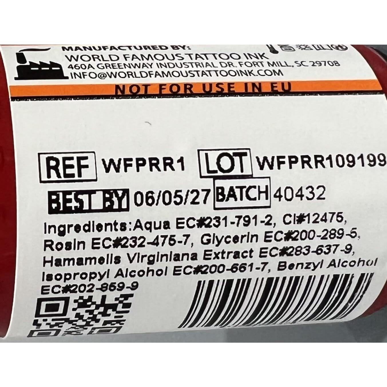 Tinta de Tatuaje Profesional World Famous Rojo Medio 1 29.57 ml