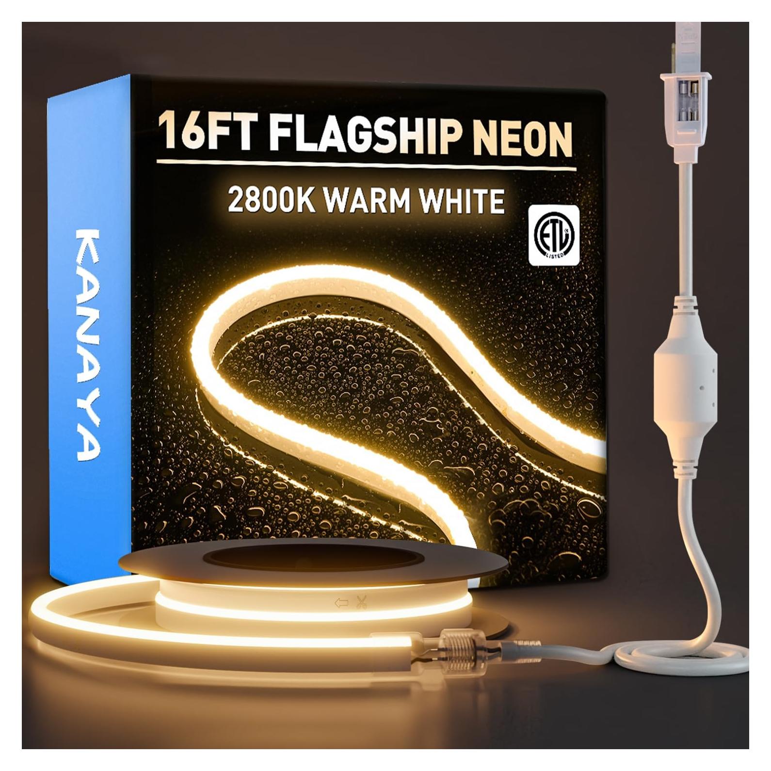 Tira de Neon LED KANAYA 4.88m 2800K Blanco Cálido IP65
