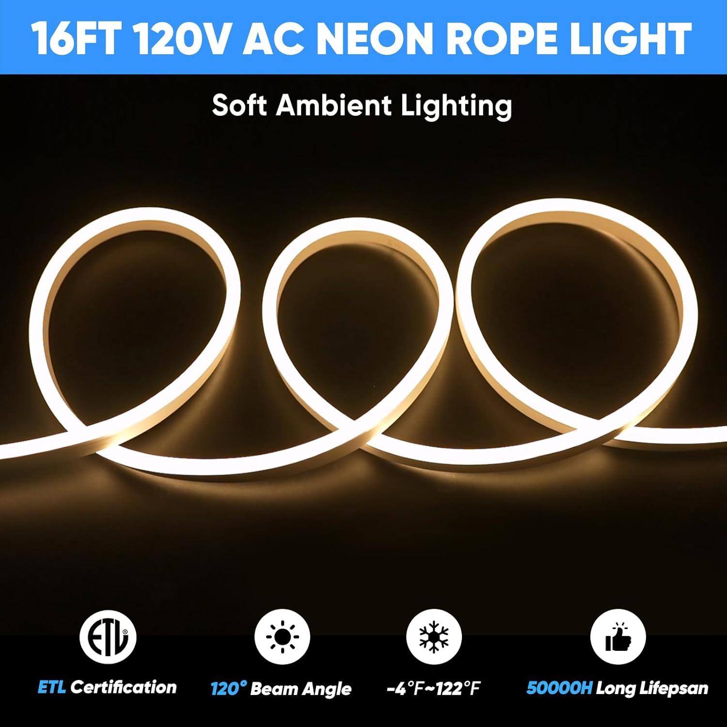 Tira de Neon LED KANAYA 4.88m 2800K Blanco Cálido IP65