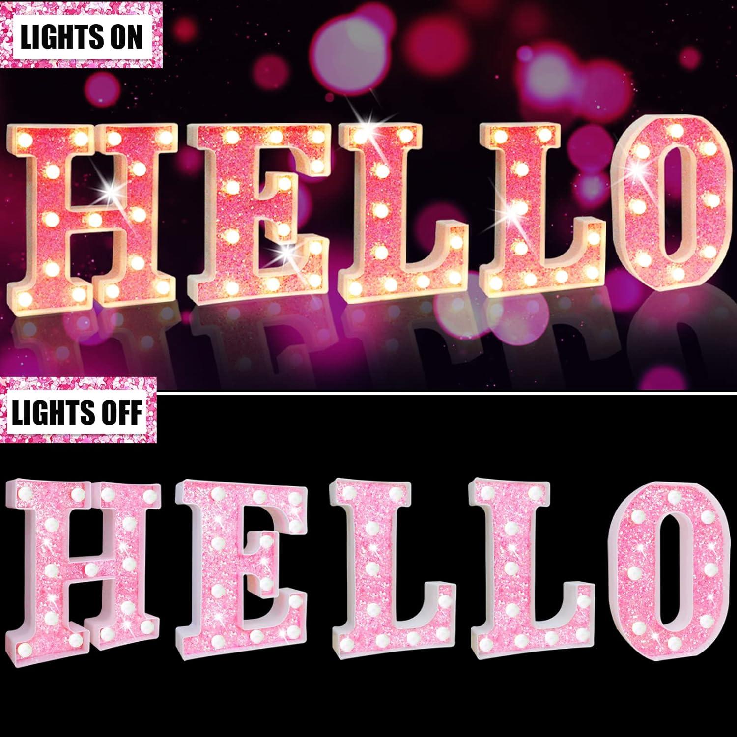 Letras Iluminadas LED Elnsivo Rosa Brillante 22.5x20cm