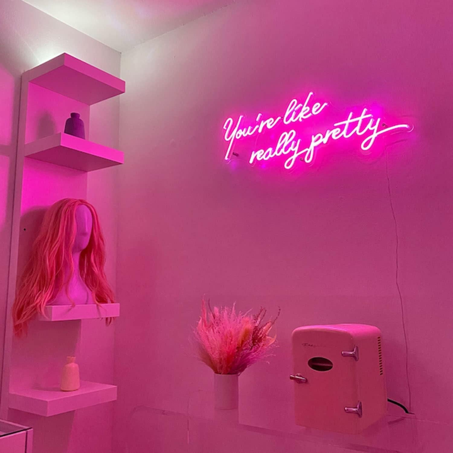 Señal de Neón LED Eres Como Realmente Bonita 70x30cm Rosa