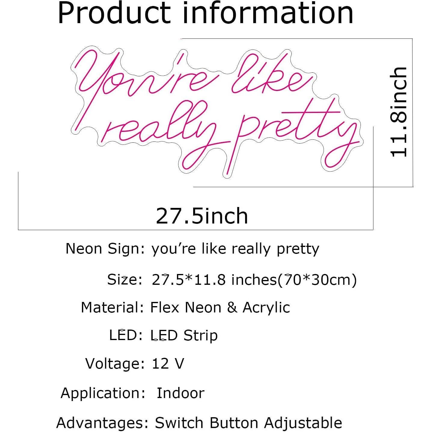 Señal de Neón LED Eres Como Realmente Bonita 70x30cm Rosa